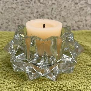 🩷3/$15 Vintage Crystal Starburst Votive Candle Holder